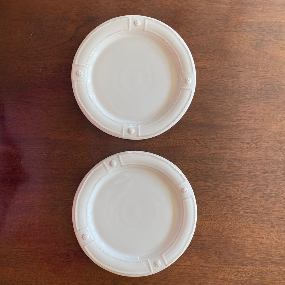 Juliska Berry & Thread French Panel white ceramic Dessert/Salad Plates